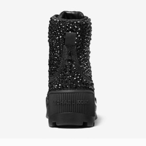 New! Michael Kors Women’s Shane Glitter Black Lace-Up Bootie Boots Size 11 - Picture 3 of 12